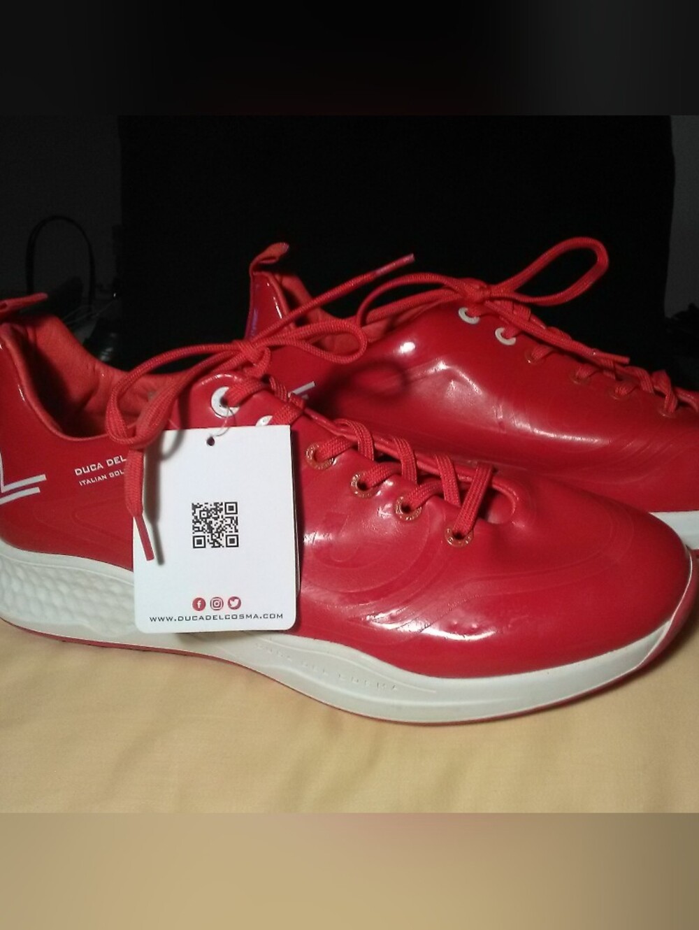 NWT GOLF DUCA DEL COSMA LADIES Patent LEATHER Lace-Up Sneakers SZ 9.5 WATERPROOF